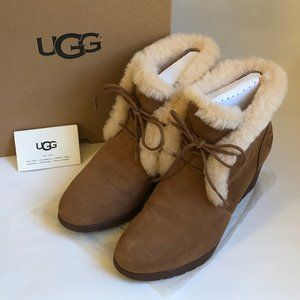 Ugg Jeovana Chestnut Wedge Boot, Size 8 Women, Waterproof, w/ Box